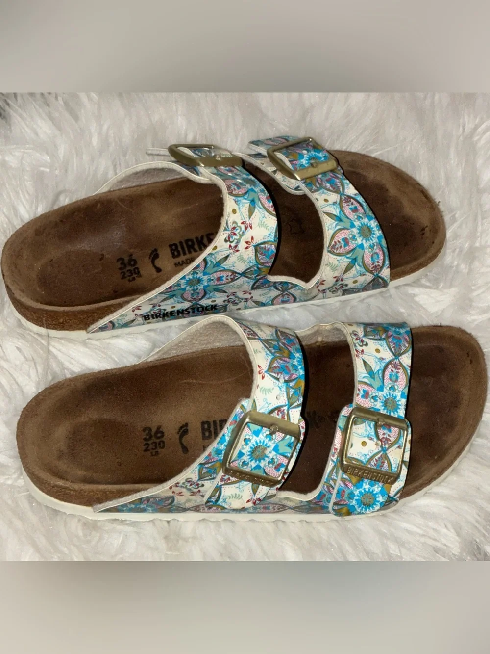 Birkenstock Flor Boho Flowers White Sz 36